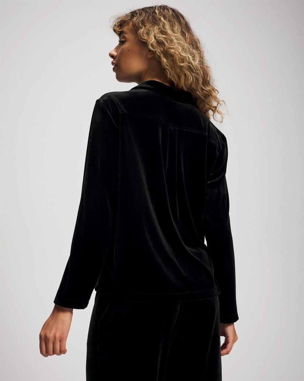 Velvet Long Sleeve Notch Collar Pajama Top | Soma